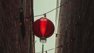 Preview wallpaper chinese lanterns, lanterns, garland, buildings, red