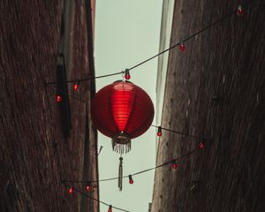 Preview wallpaper chinese lanterns, lanterns, garland, buildings, red