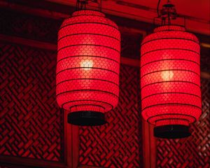 Preview wallpaper chinese lanterns, lanterns, light, red