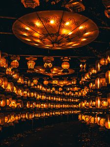 Preview wallpaper chinese lanterns, lanterns, light, dark