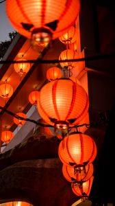 Preview wallpaper chinese lanterns, lanterns, lighting, light, dark