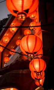 Preview wallpaper chinese lanterns, lanterns, lighting, light, dark