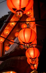 Preview wallpaper chinese lanterns, lanterns, lighting, light, dark
