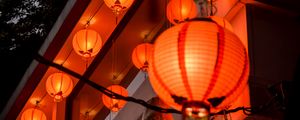 Preview wallpaper chinese lanterns, lanterns, lighting, light, dark