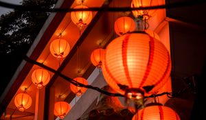 Preview wallpaper chinese lanterns, lanterns, lighting, light, dark