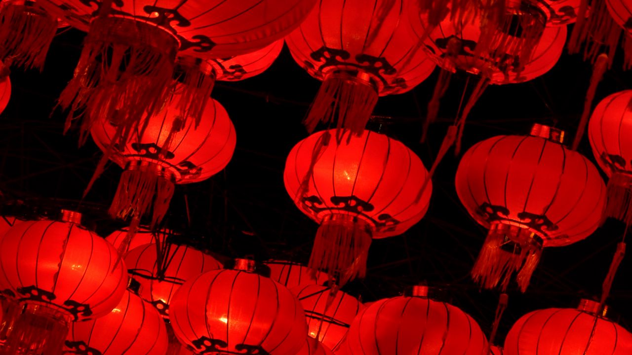 Wallpaper chinese lanterns, lanterns, red