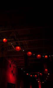 Preview wallpaper chinese lanterns, lights, darkness, dark
