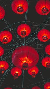 Preview wallpaper chinese lanterns, lights, red, dark