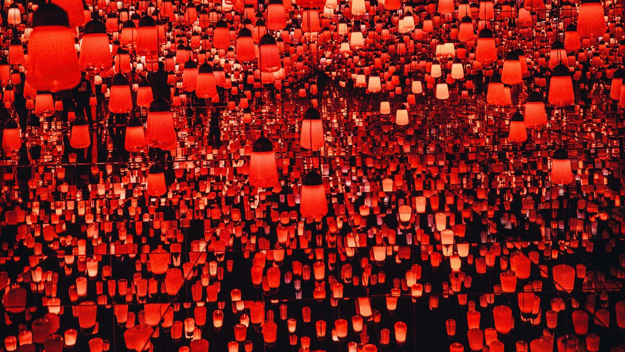 Wallpaper chinese lanterns, red, lights, light
