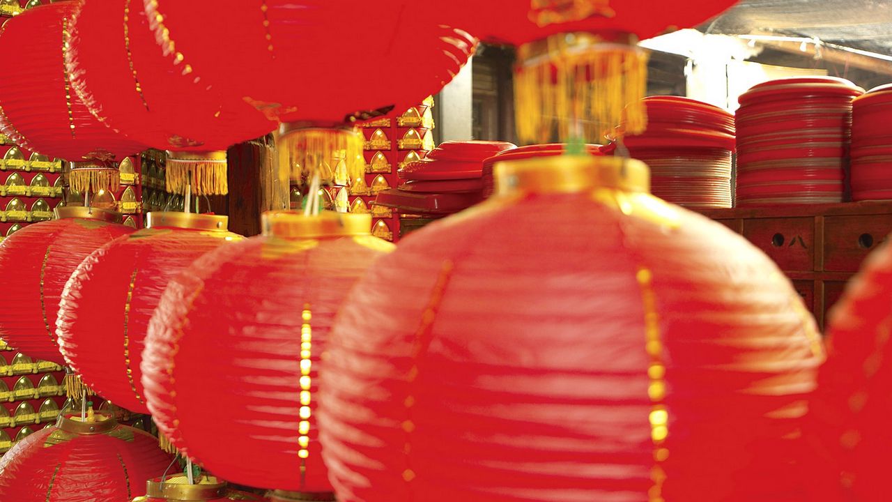 Wallpaper chinese lanterns, red, paper