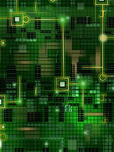Preview wallpaper chip, grid, background, black, green, line, circuit