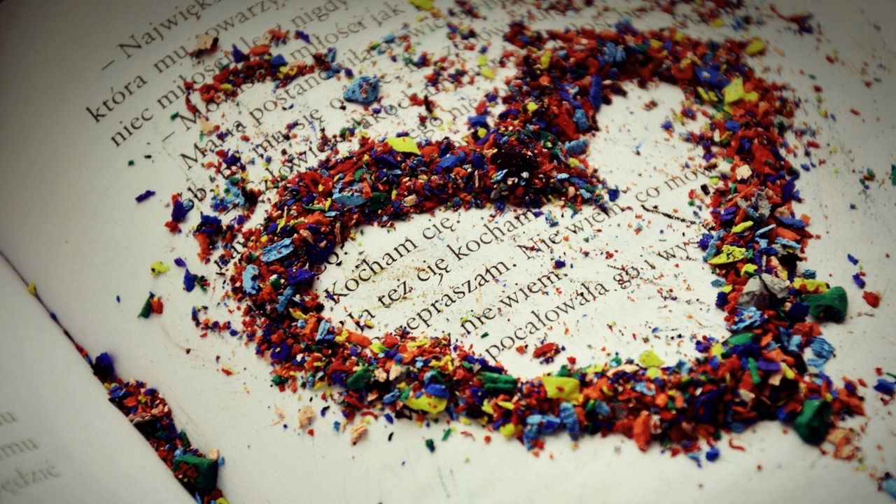 Wallpaper chips, colorful, heart, love, book, text