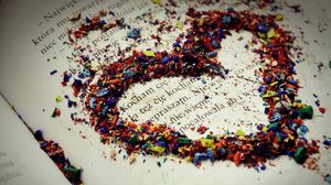 Preview wallpaper chips, colorful, heart, love, book, text