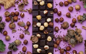 Preview wallpaper chocolate, bar chocolate, delicious, nuts, sweet