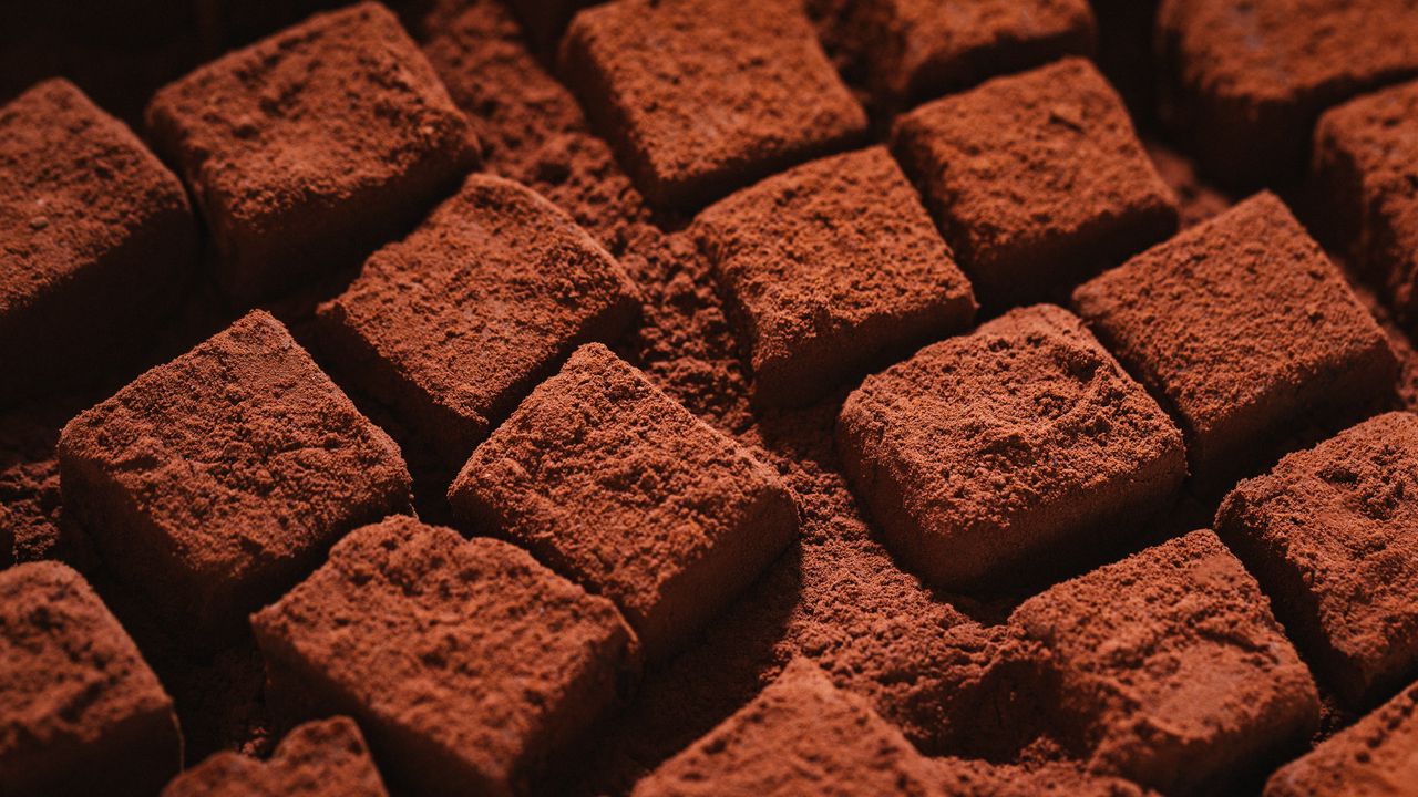 Wallpaper chocolate, cubes, dessert, powder, macro
