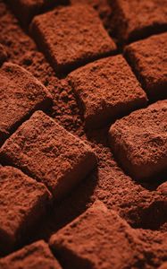 Preview wallpaper chocolate, cubes, dessert, powder, macro