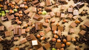 Preview wallpaper chocolate, nuts, coffee, tiles, grades