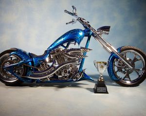 Preview wallpaper chopper, bike, blue, airbrush