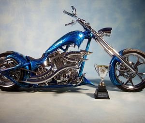 Preview wallpaper chopper, bike, blue, airbrush