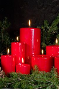 Preview wallpaper christmas candles, bumps, twigs, pine needles