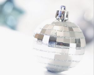 Preview wallpaper christmas decorations, ball, glitter, silver, closeup