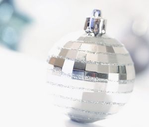 Preview wallpaper christmas decorations, ball, glitter, silver, closeup