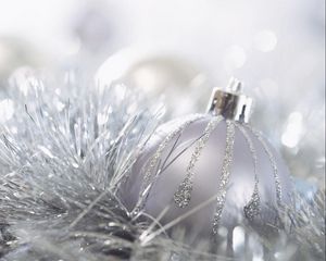 Preview wallpaper christmas decorations, ball, glitter, tinsel, silver