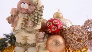 Preview wallpaper christmas decorations, balloons, bear, christmas, holiday, sequins