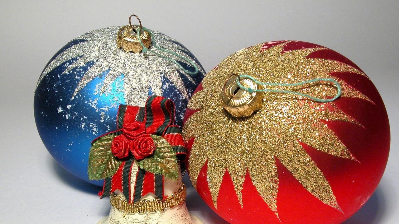 Wallpaper christmas decorations, balloons, couple, bell, holiday, attributes