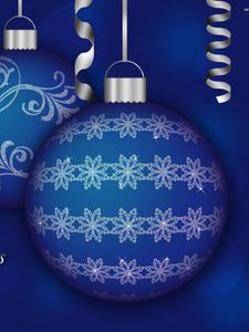 Preview wallpaper christmas decorations, balloons, couple, blue, ribbon, christmas