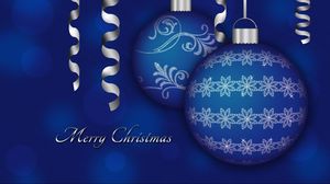 Preview wallpaper christmas decorations, balloons, couple, blue, ribbon, christmas