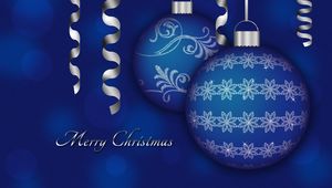 Preview wallpaper christmas decorations, balloons, couple, blue, ribbon, christmas