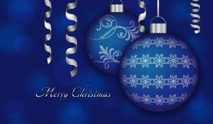 Preview wallpaper christmas decorations, balloons, couple, blue, ribbon, christmas