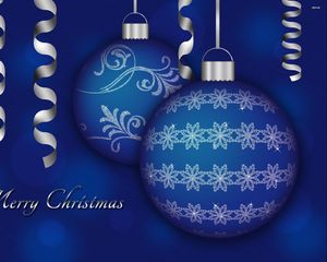 Preview wallpaper christmas decorations, balloons, couple, blue, ribbon, christmas