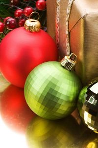 Preview wallpaper christmas decorations, balloons, gift, thread, needles, holiday
