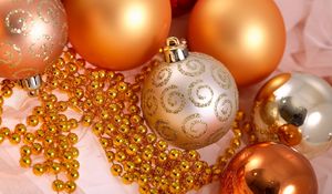 Preview wallpaper christmas decorations, balloons, glitter, gold, beads, close-up