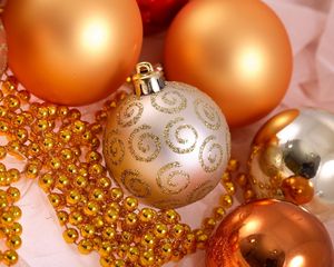Preview wallpaper christmas decorations, balloons, glitter, gold, beads, close-up