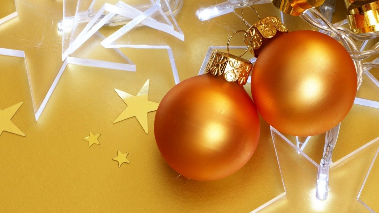 Wallpaper christmas decorations, balloons, gold, stars, attributes, holiday