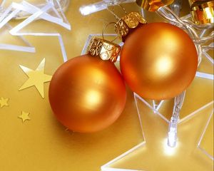 Preview wallpaper christmas decorations, balloons, gold, stars, attributes, holiday