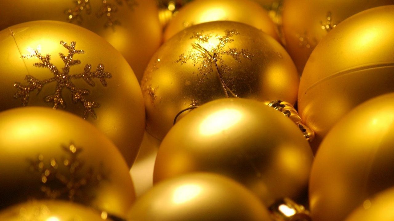 Wallpaper christmas decorations, balloons, gold, glitter