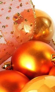 Preview wallpaper christmas decorations, balloons, ribbon, gold, close-up