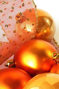 Preview wallpaper christmas decorations, balloons, ribbon, gold, close-up