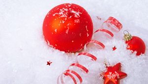 Preview wallpaper christmas decorations, balloons, star, snow, attributes, holiday