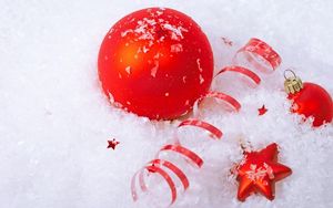 Preview wallpaper christmas decorations, balloons, star, snow, attributes, holiday