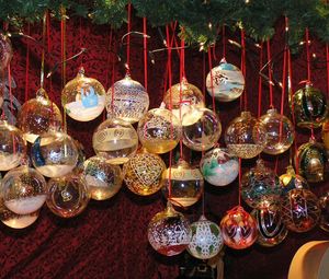 Preview wallpaper christmas decorations, balloons, string, twigs, needles, new year, christmas