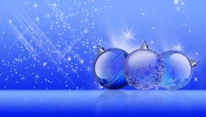 Preview wallpaper christmas decorations, balloons, twinkling, holiday, blue background