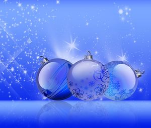 Preview wallpaper christmas decorations, balloons, twinkling, holiday, blue background