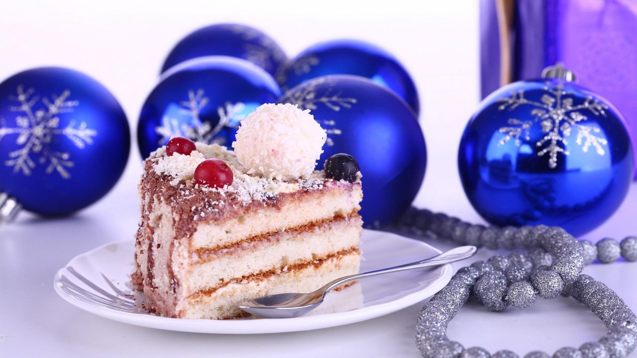 Wallpaper christmas decorations, cake, treat, holiday, new year