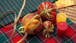 Preview wallpaper christmas decorations, candles, cloth, tapes, training, holiday