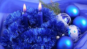 Preview wallpaper christmas decorations, candles, tinsel, thread, needles, holiday, new year, christmas